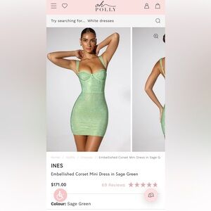 Oh Polly Ines mini corset dress in sage green